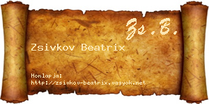 Zsivkov Beatrix névjegykártya